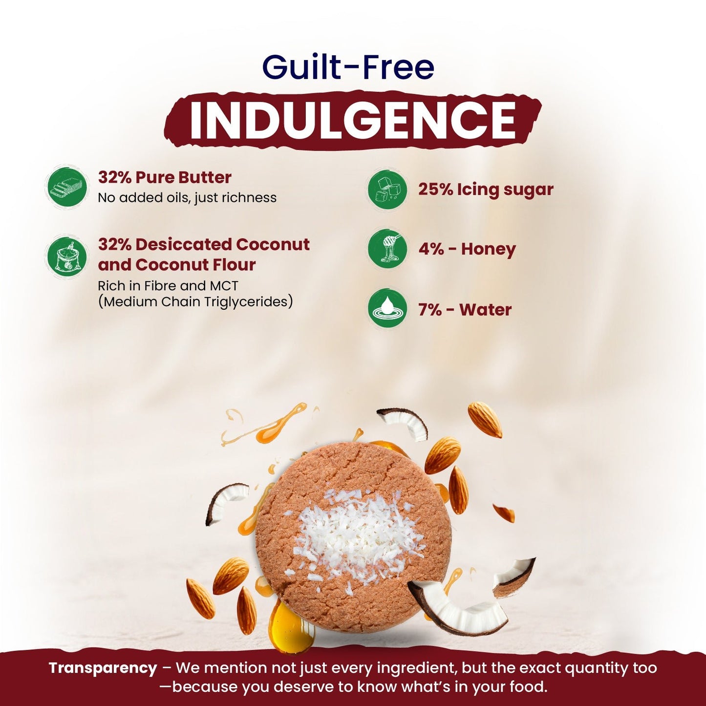 nutndiet® Coconut Honey Butter Cookie - 100% Natural | Clean - label | Gluten - Free | Kid - Approved | Parent Trusted | 1 Box of 15g x 10 Packs - nutndiet