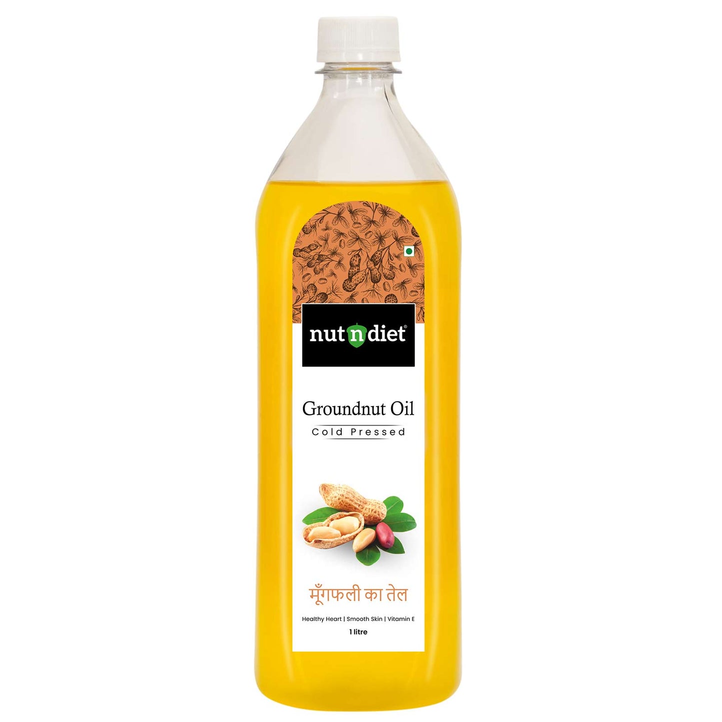 nutndiet Cold Pressed Groundnut Oil 1 Litre PET Bottle - nutndiet