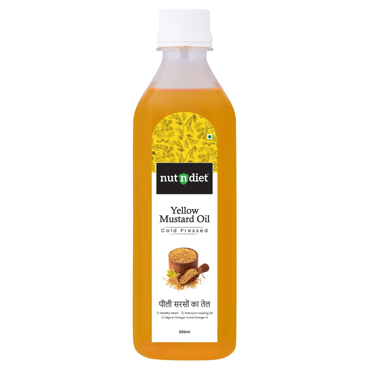 nutndiet Cold Pressed Yellow Mustard Oil 500ml PET Bottle - nutndiet