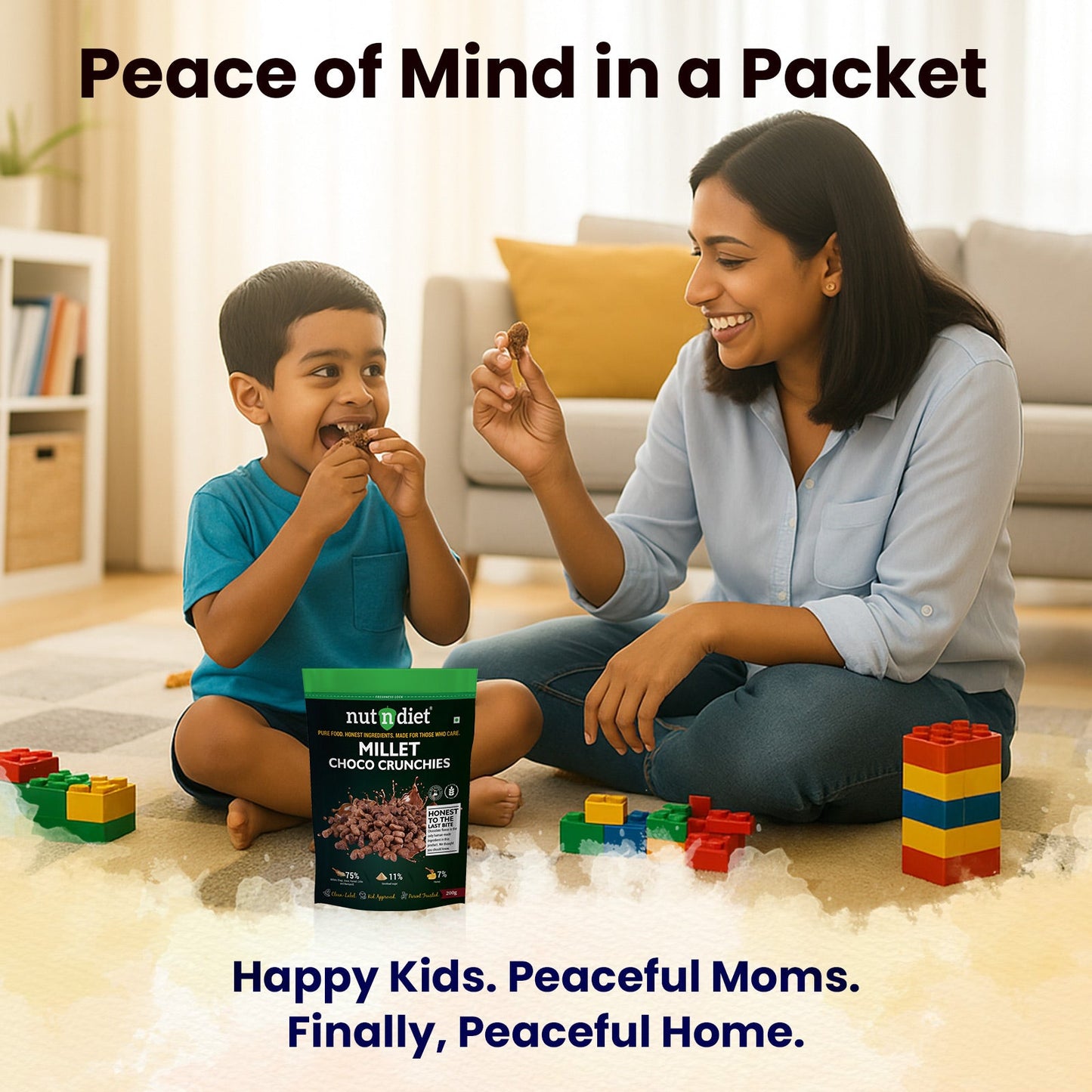 nutndiet® Millet Choco Crunchies | 75% Millets | Clean - label | Gluten - Free | Unrefined Sugar & Pure Honey | Kid - Approved | Parent Trusted | Peace of Mind in a Packet | 200g - nutndiet