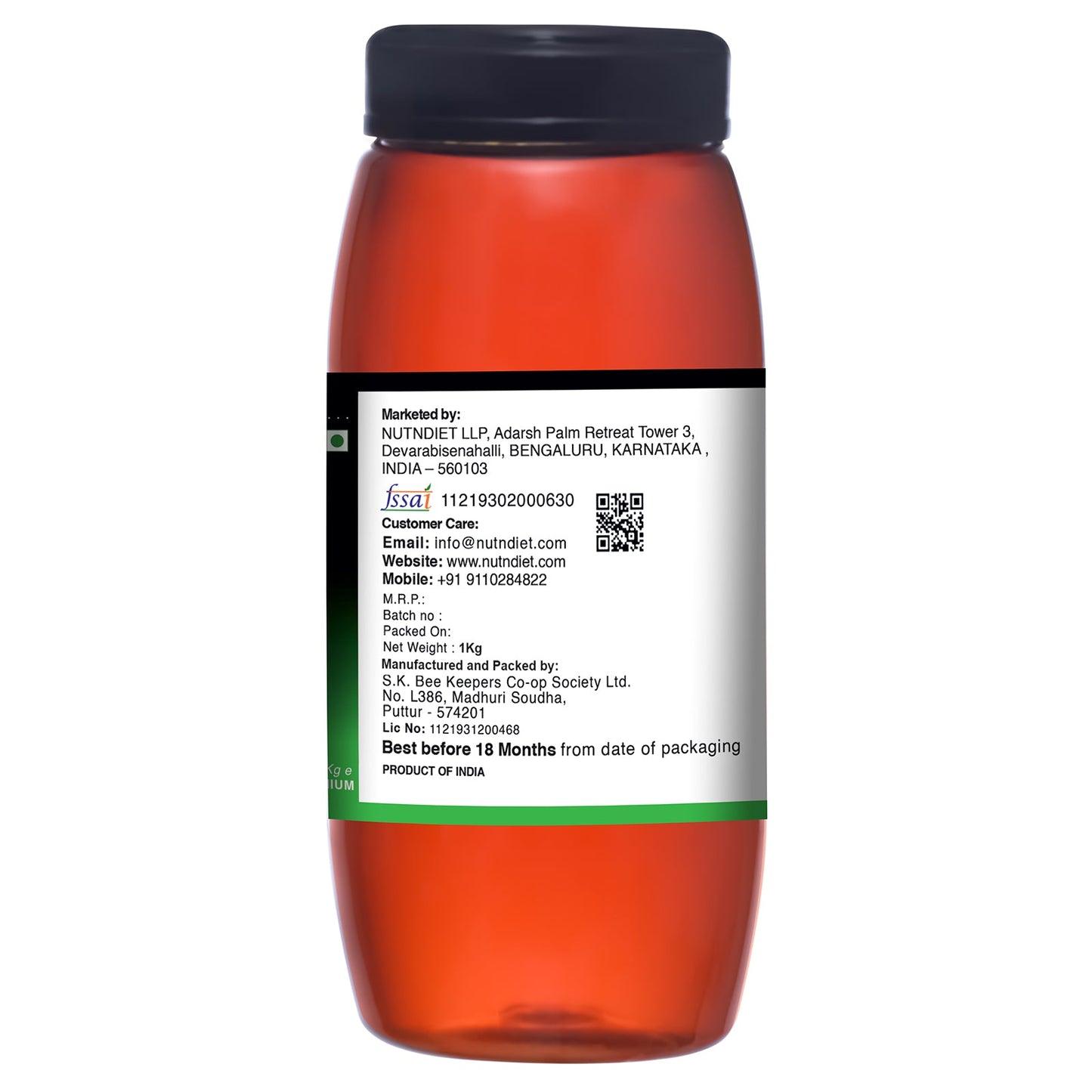 nutndiet Pure and Natural Honey | Premium | Plastic Bottle 1kg - nutndiet