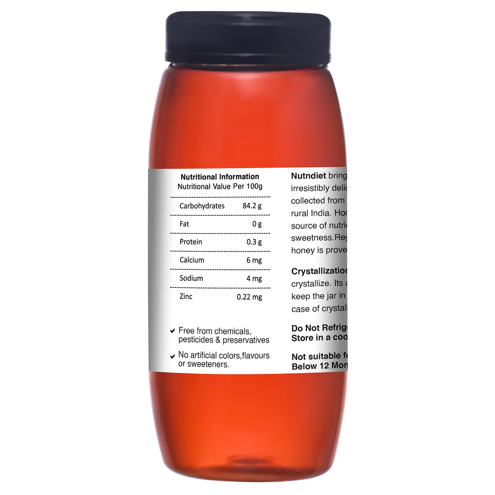 nutndiet Pure and Natural Honey | Premium | Plastic Bottle 1kg - nutndiet