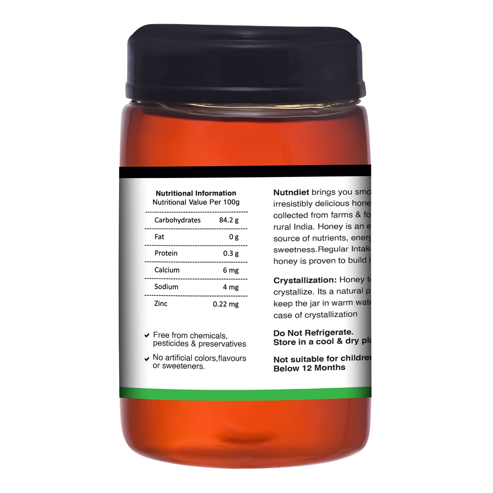 nutndiet Pure and Natural Honey | Premium | Plastic Bottle 500g - nutndiet