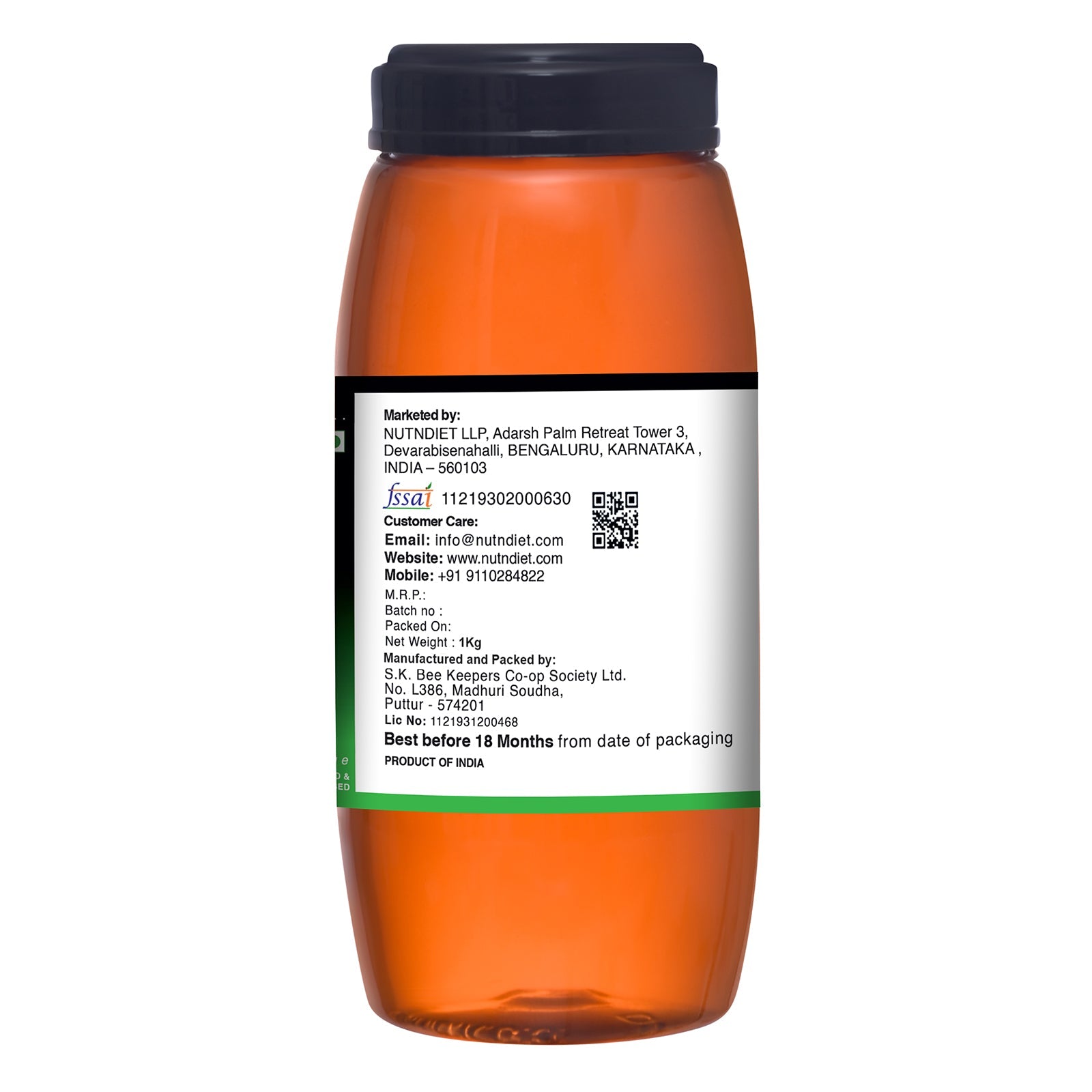 nutndiet Raw Honey | Unprocessed Unheated | Pure and Natural | Plastic Bottle 1kg - nutndiet