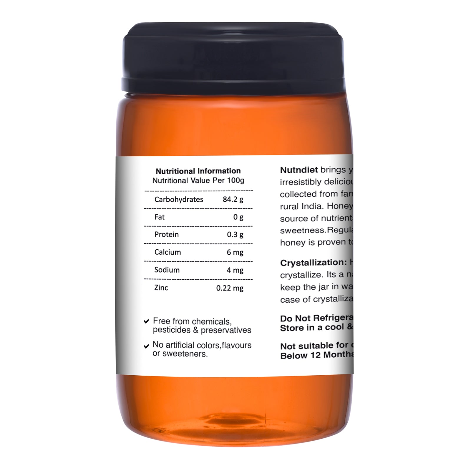 nutndiet Raw Honey | Unprocessed Unheated | Pure and Natural | PLastic Bottle 500g - nutndiet