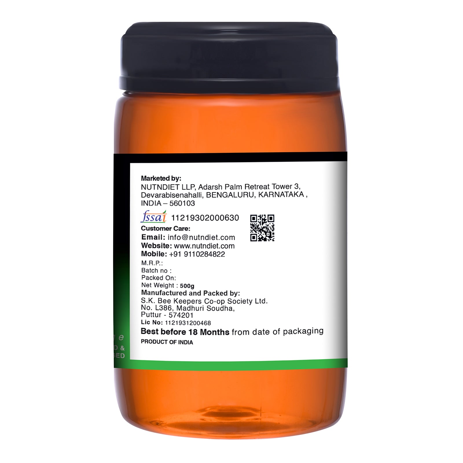 nutndiet Raw Honey | Unprocessed Unheated | Pure and Natural | PLastic Bottle 500g - nutndiet
