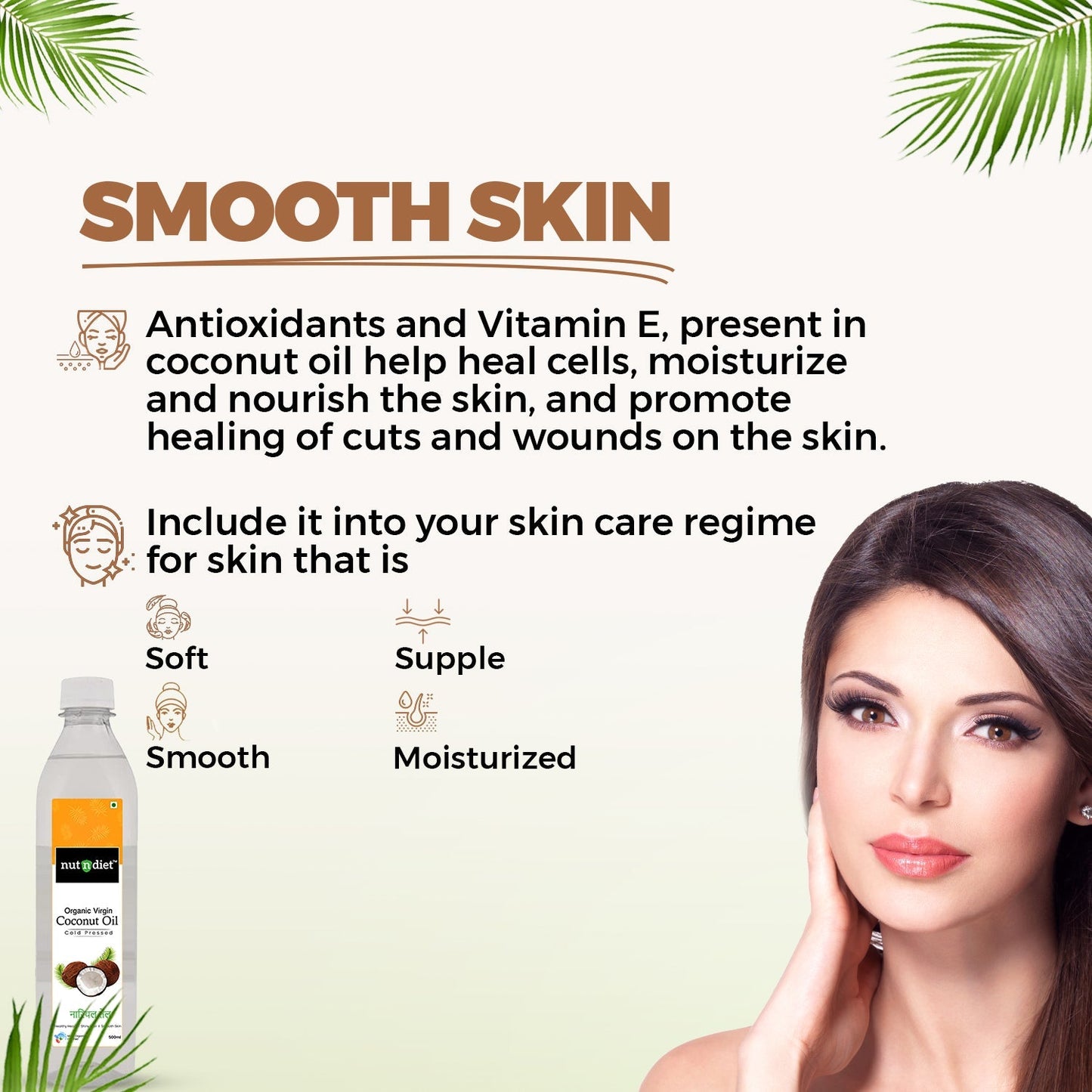 nutndiet Extra Virgin Coconut Oil Cold Pressed, Pure Organic Coconut Oil For Baby Massage, Hair Care, Skin Care And Cooking, CAN 5 Litre - nutndiet