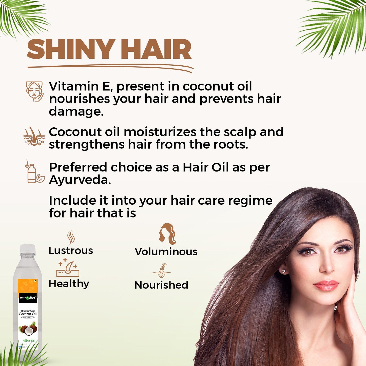 nutndiet Extra Virgin Coconut Oil Cold Pressed, Pure Organic Coconut Oil For Baby Massage, Hair Care, Skin Care And Cooking, PET Bottle 950ml - nutndiet