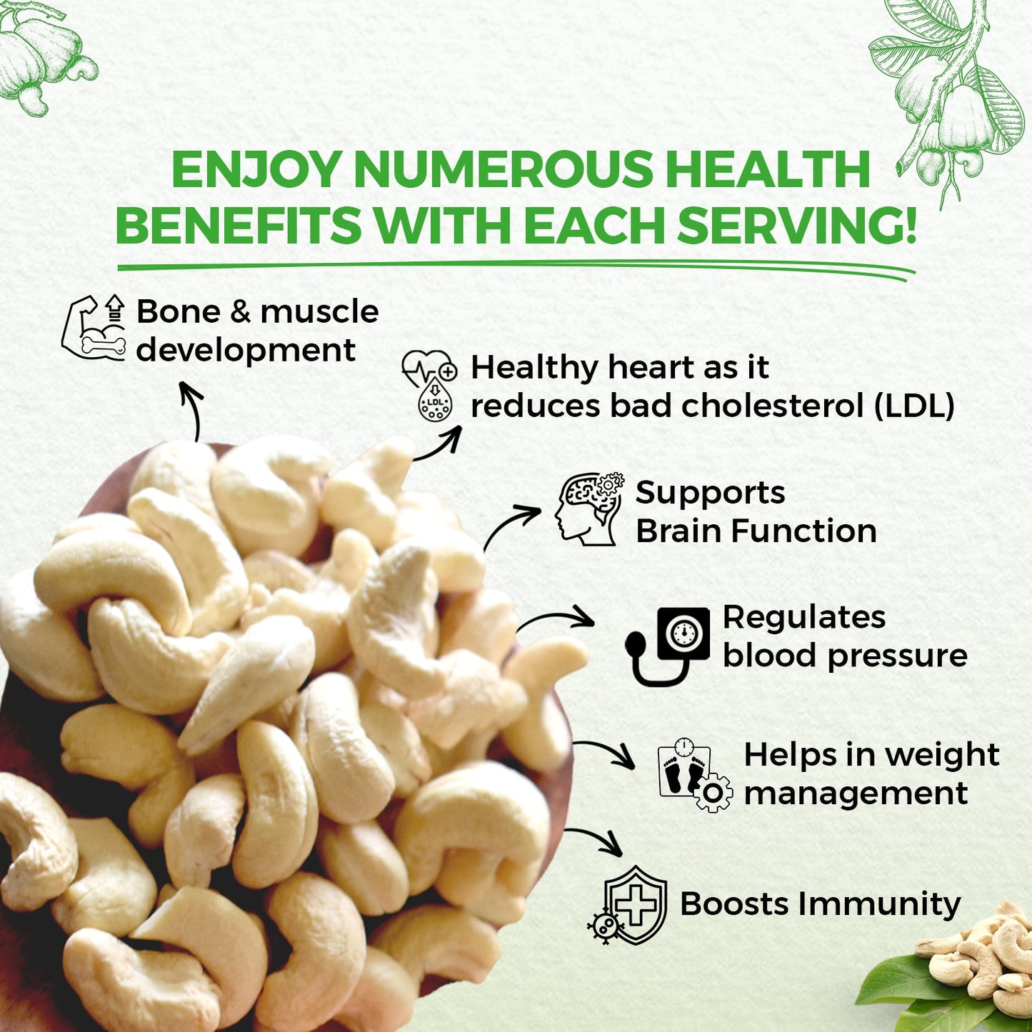 nutndiet Fresh Crunchy Economy Super Small Cashews 1kg (500g x 2 Packs), W450 Grade small size cashew nuts (kaju 1kg W450) - nutndiet