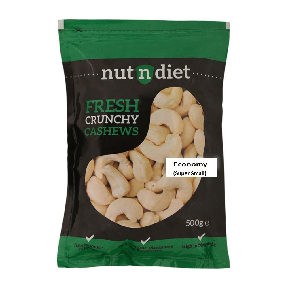 nutndiet Fresh Crunchy Economy Super Small Cashews 500g, W450 Grade small size cashew nuts (kaju 500gm W450) - nutndiet