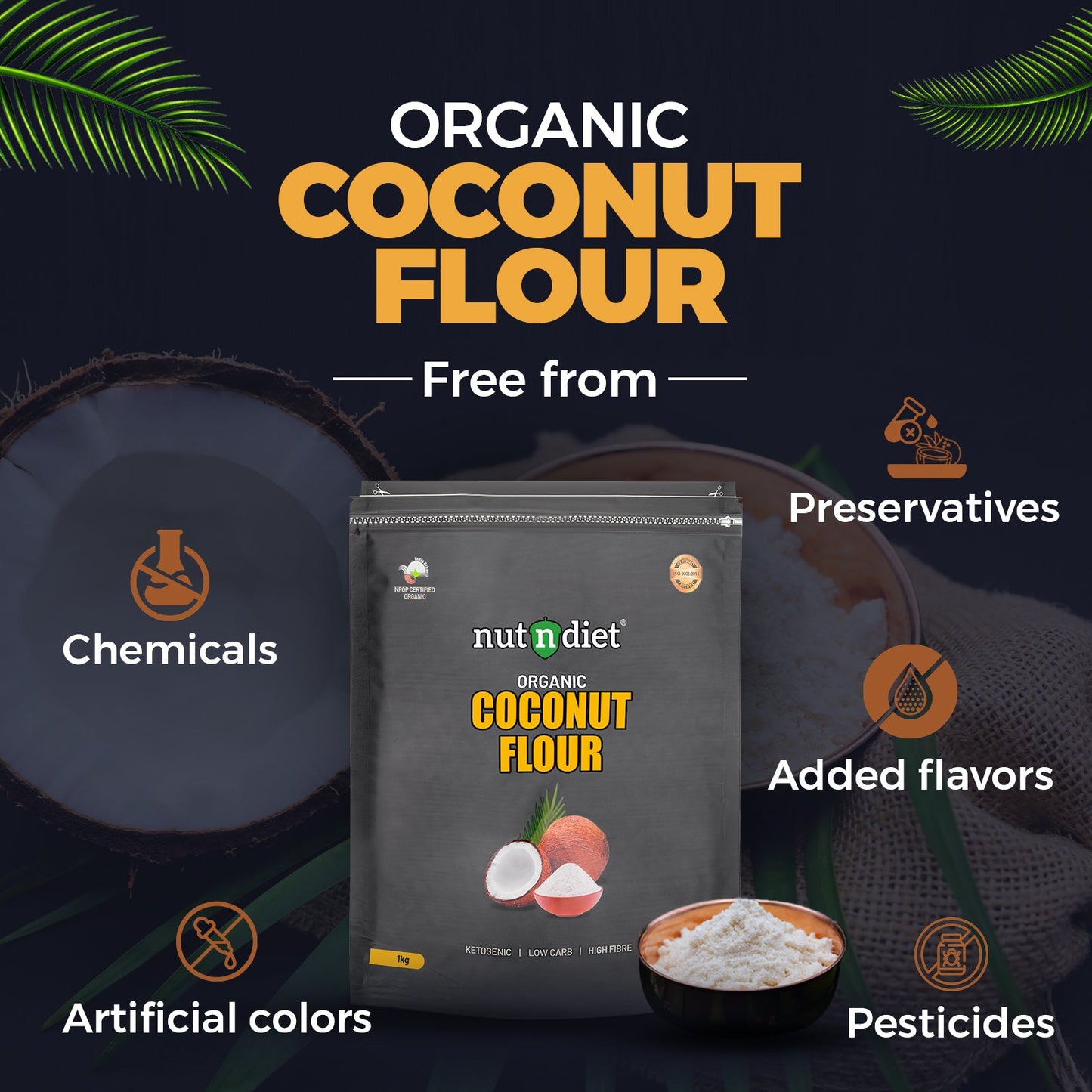 nutndiet Organic Coconut Flour 1kg - nutndiet