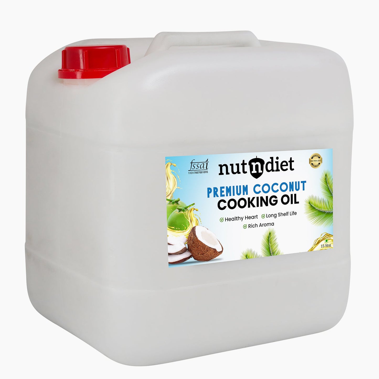 nutndiet Premium Edible Coconut Oil For Cooking, CAN 15 Litre - nutndiet