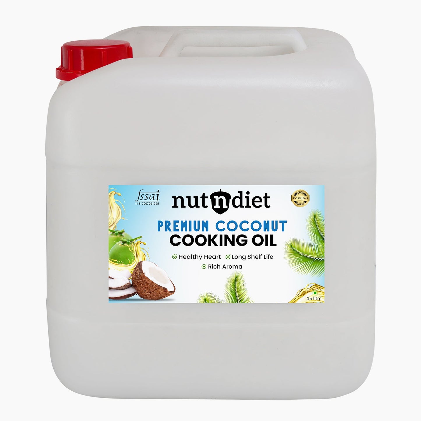 nutndiet Premium Edible Coconut Oil For Cooking, CAN 15 Litre - nutndiet