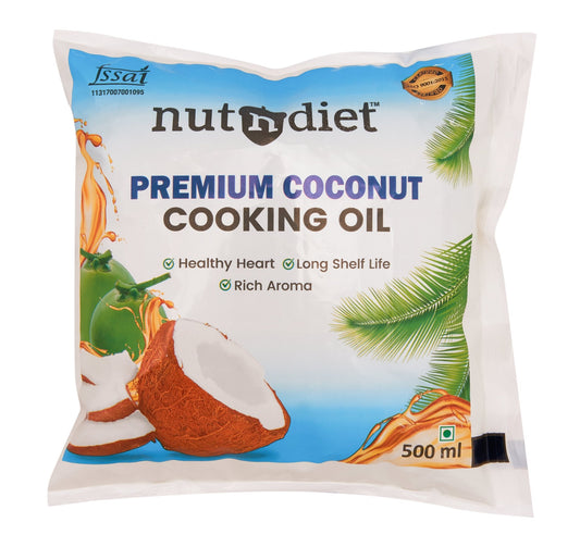 nutndiet Premium Edible Coconut Oil For Cooking, Pouch 500ml - nutndiet