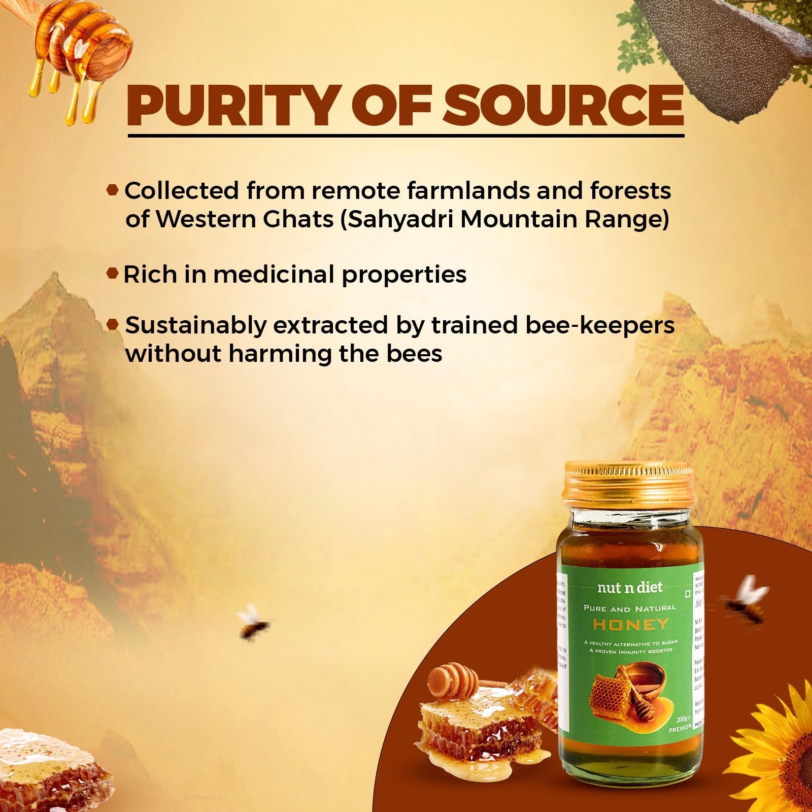 nutndiet Pure and Natural Honey | Premium | Glass Jar 200g - nutndiet