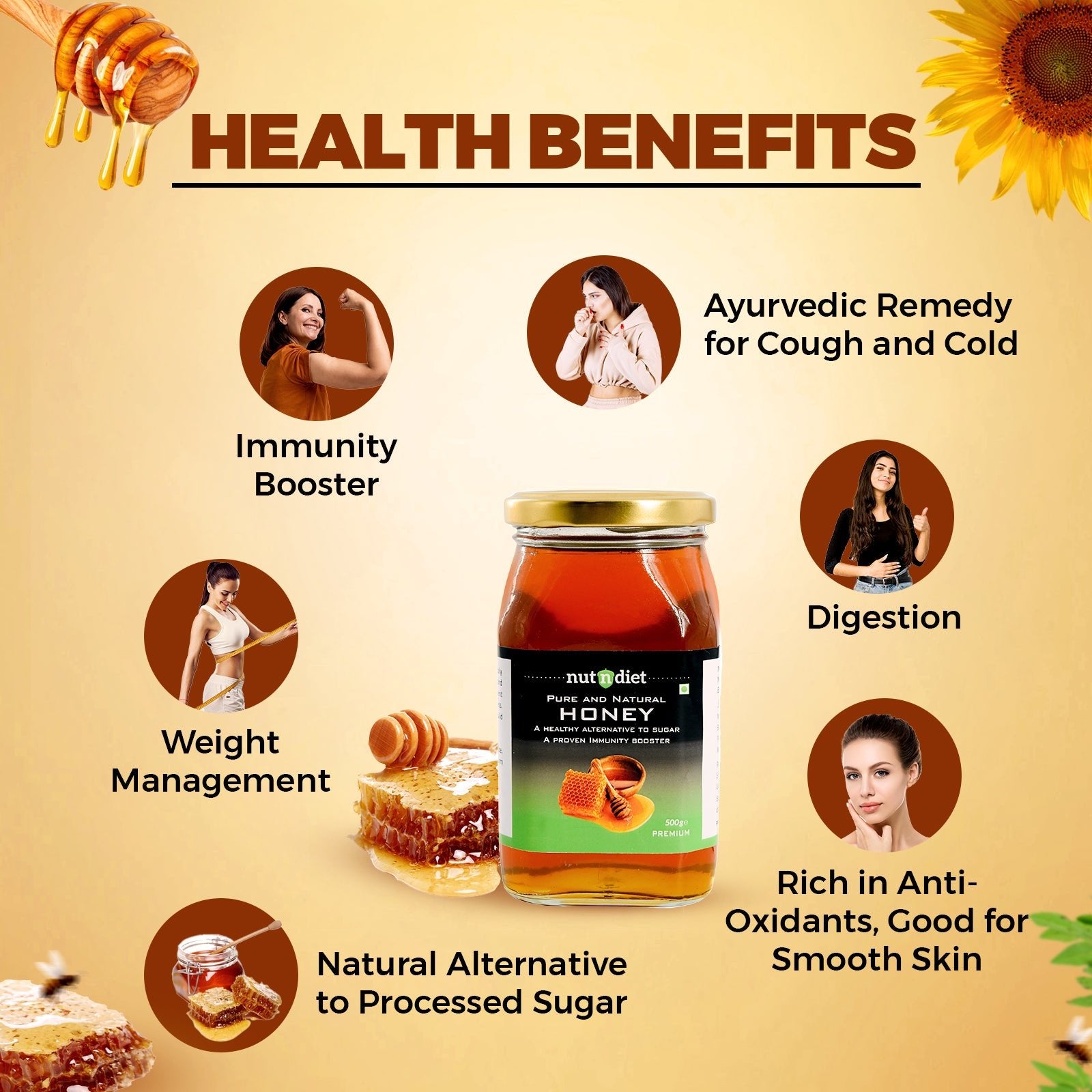 nutndiet Pure and Natural Honey | Premium | Glass Jar 200g - nutndiet
