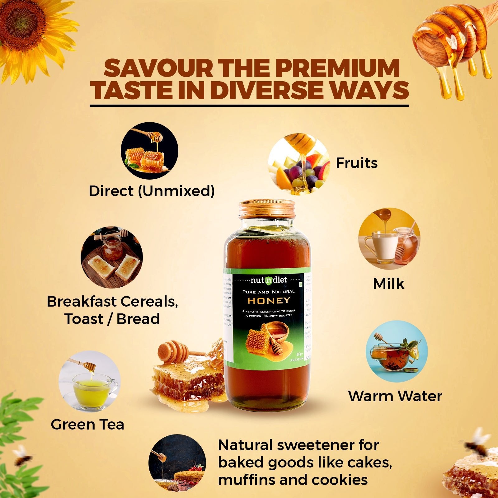 nutndiet Pure and Natural Honey | Premium | Glass Jar 200g - nutndiet
