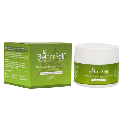 BetterSelf Natural Aloe Vera Gel with Hyaluronic Acid and Beetroot extract for Anti-aging and smooth skin – PET Jar 200g