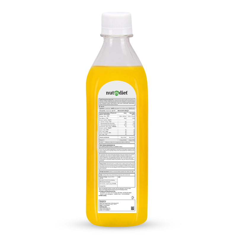 nutndiet Cold Pressed Groundnut Oil 500ml PET Bottle