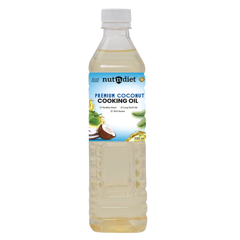 nutndiet Premium Edible Coconut Oil For Cooking, 500ml PET Bottle