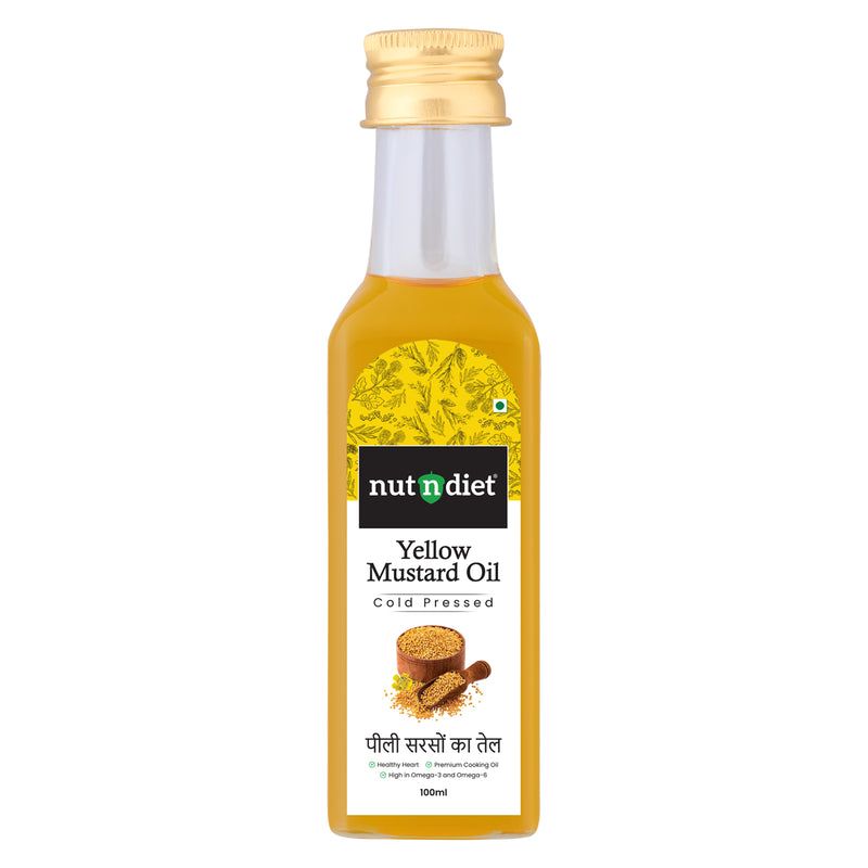 nutndiet Cold Pressed Yellow Mustard Oil 100ml Glass Bottle