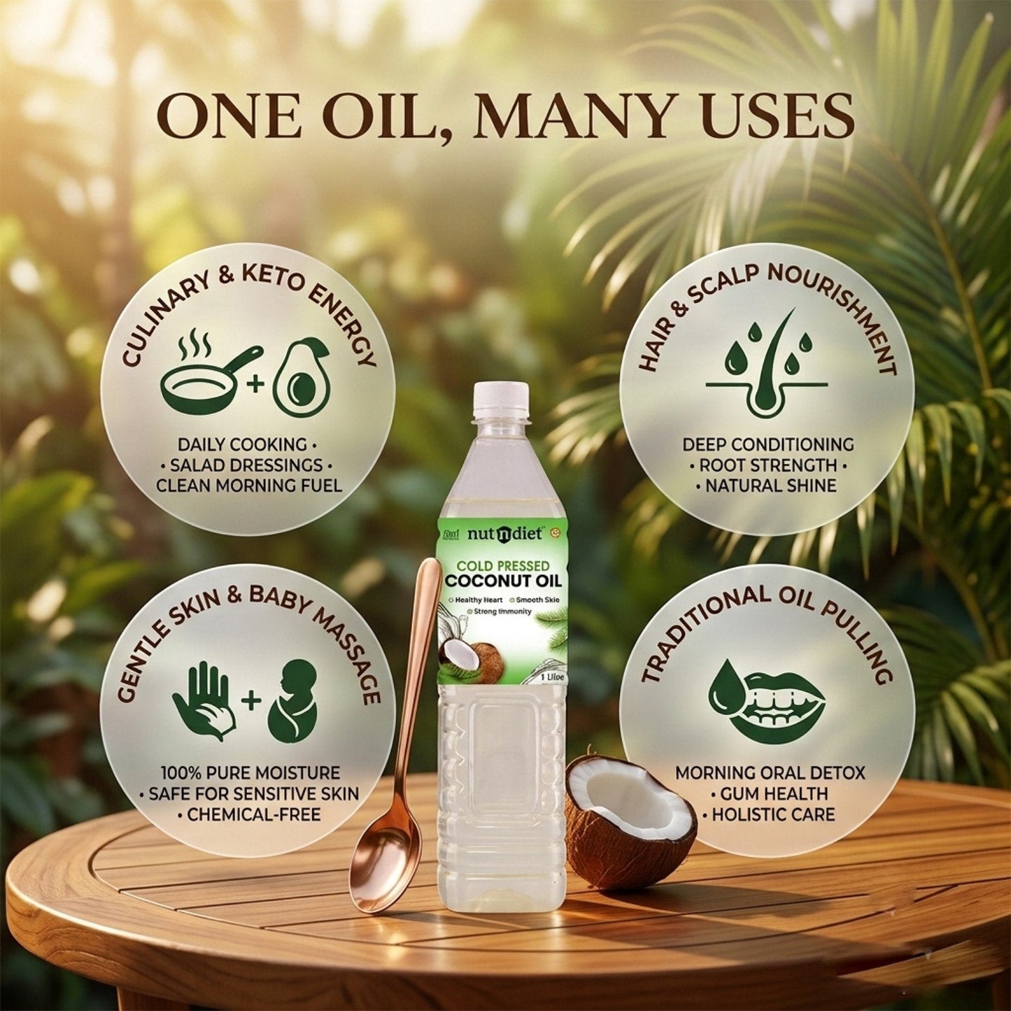 COMBO: Cold Pressed Coconut Oil 5 Litre Can + Granola 200g (Free Gift) - nutndiet