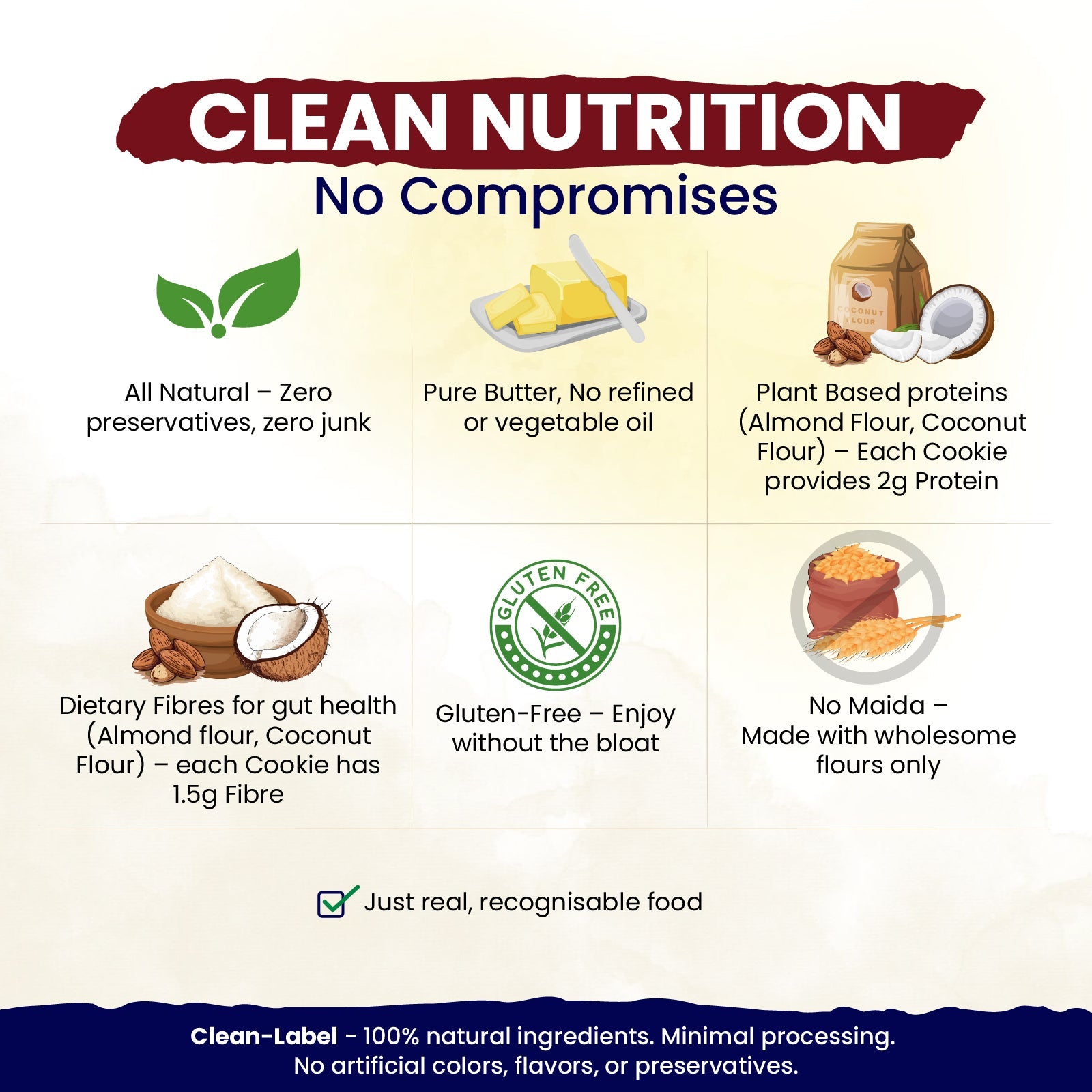 nutndiet® Almond Ajwain Butter Cookie - Butter Cookie with a Savory Twist - 100% Natural | Clean - label | Gluten - Free | 2g Protein per Cookie | Kid - Approved | Parent Trusted | 1 Box of 15g x 10 Packs - nutndiet