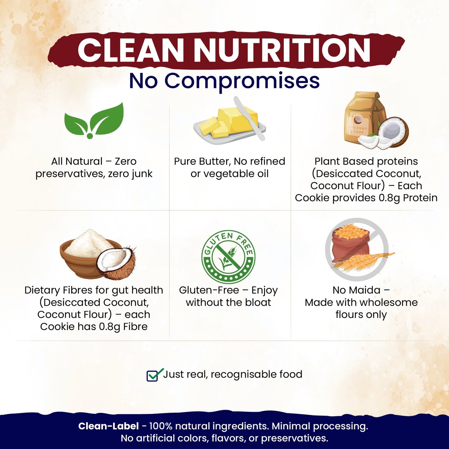 nutndiet® Coconut Honey Butter Cookie - 100% Natural | Clean - label | Gluten - Free | Kid - Approved | Parent Trusted | 1 Box of 15g x 10 Packs - nutndiet