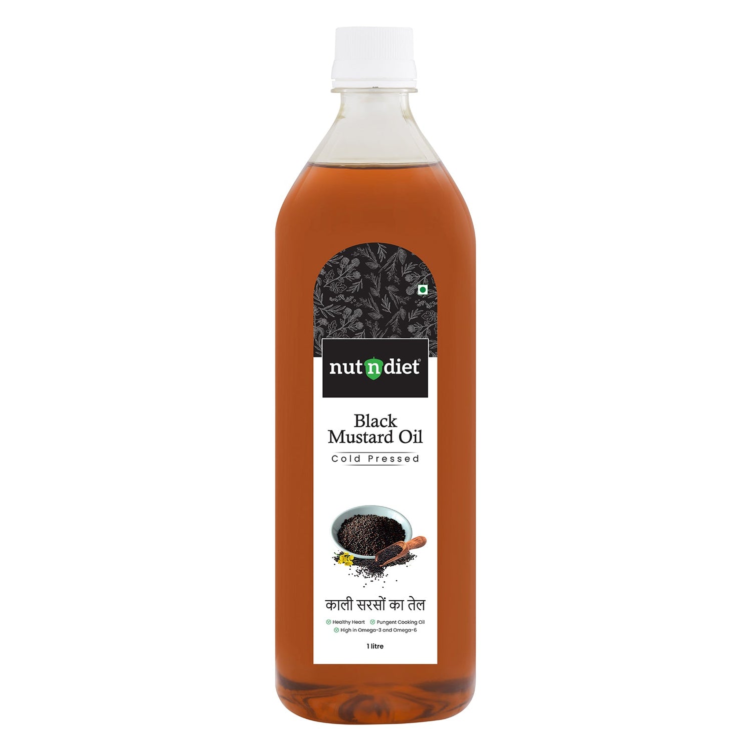 nutndiet Cold Pressed Black Mustard Oil 1 Litre PET Bottle - nutndiet