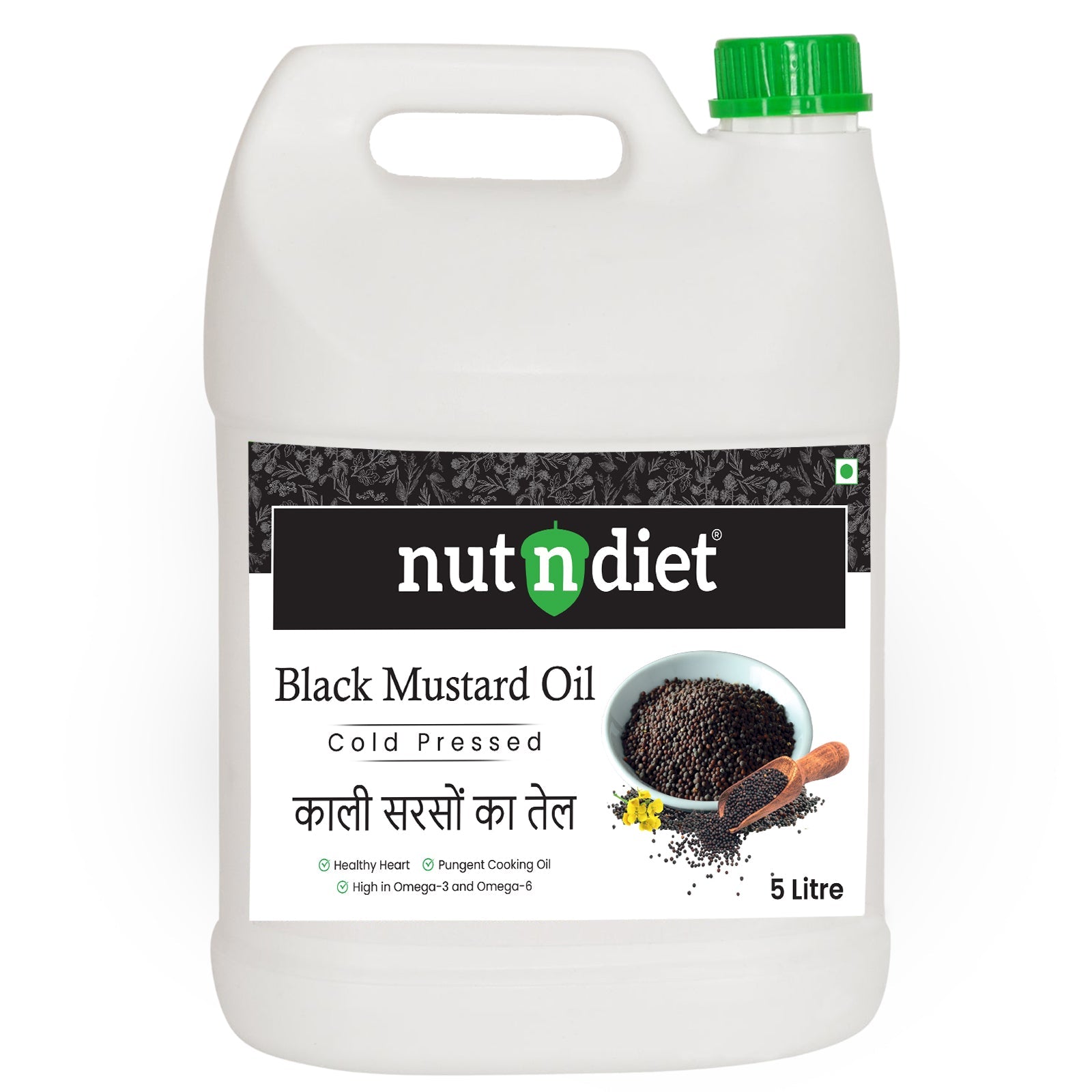 nutndiet Cold Pressed Black Mustard Oil 5 Litre CAN - nutndiet