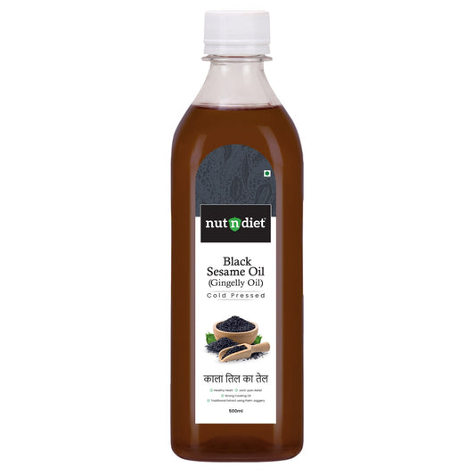 nutndiet Cold Pressed Black Sesame Oil (Gingelly Oil) 500ml PET Bottle - nutndiet