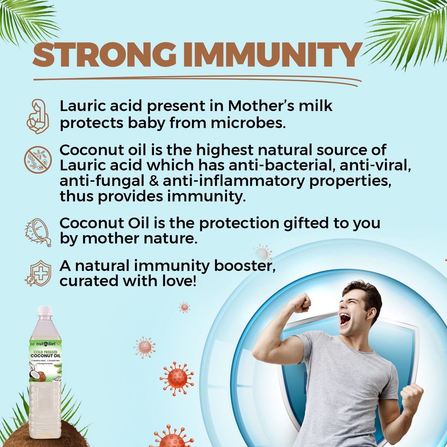 nutndiet Cold Pressed Coconut Oil For Baby Massage, Hair Care, Skin Care And Cooking,  200ml Bottle