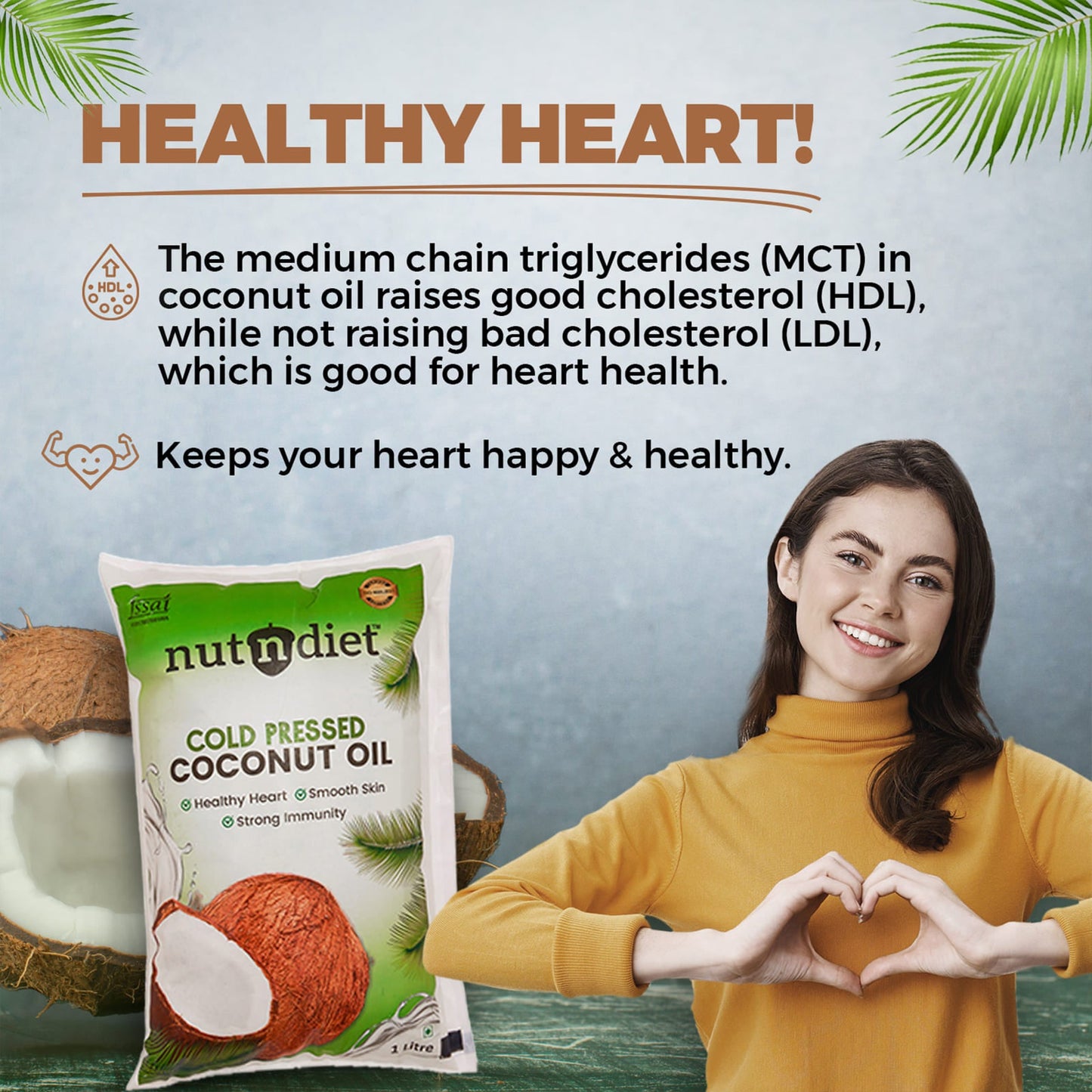 nutndiet Cold Pressed Coconut Oil For Baby Massage, Hair Care, Skin Care And Cooking,  200ml Bottle