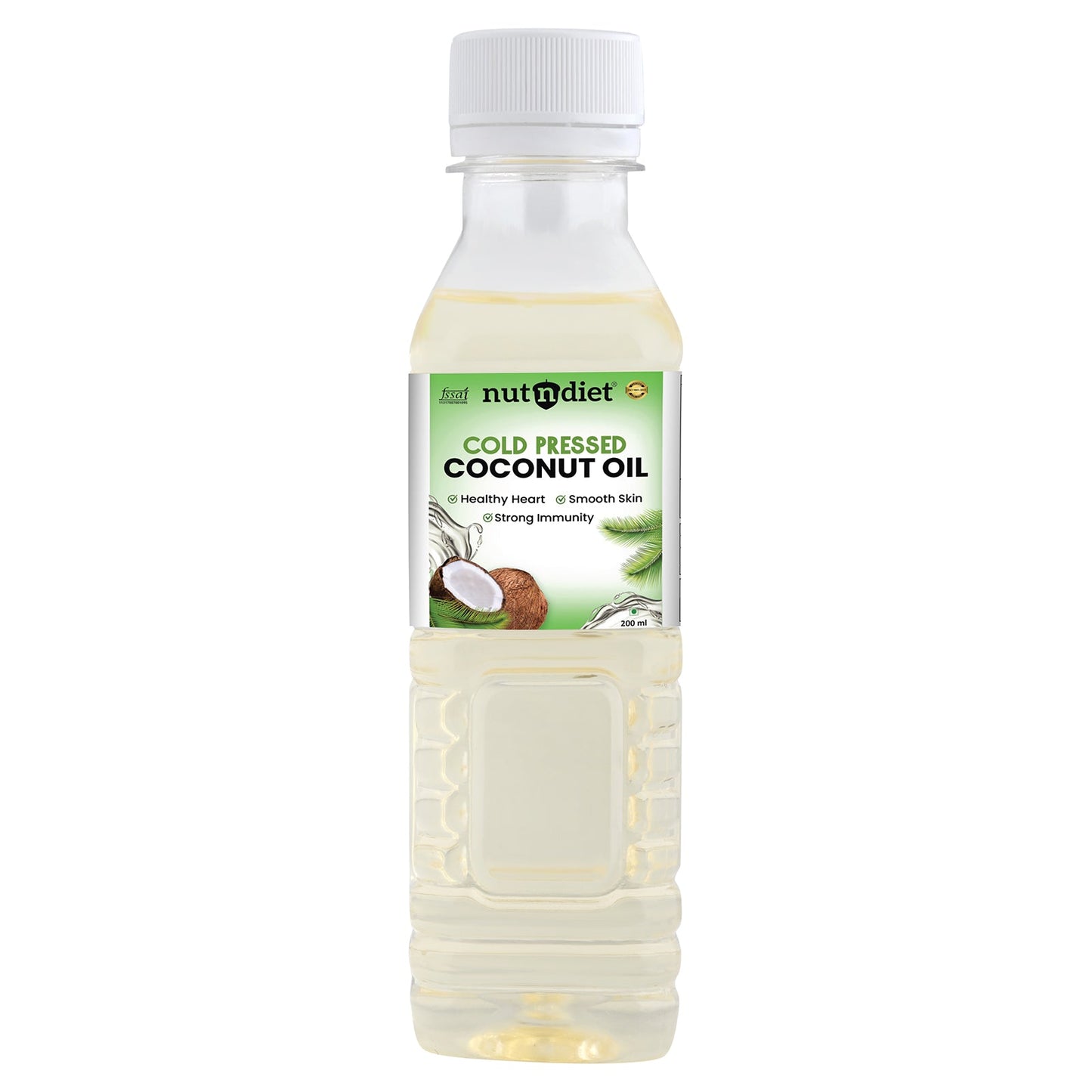 nutndiet Cold Pressed Coconut Oil For Baby Massage, Hair Care, Skin Care And Cooking, PET Bottle 200 ml - nutndiet