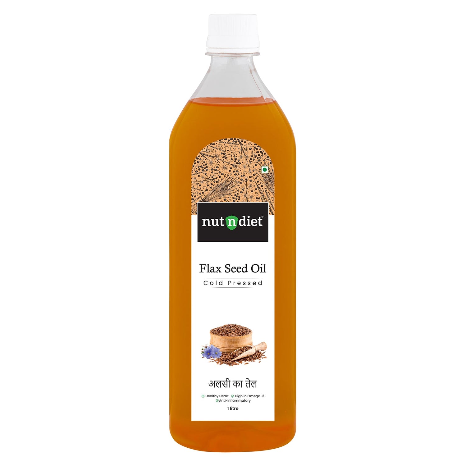 nutndiet Cold Pressed Flax Seed Oil 1 Litre PET Bottle - nutndiet