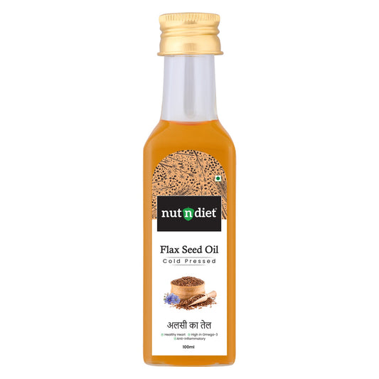 nutndiet Cold Pressed Flax Seed Oil 100ml Glass Bottle - nutndiet