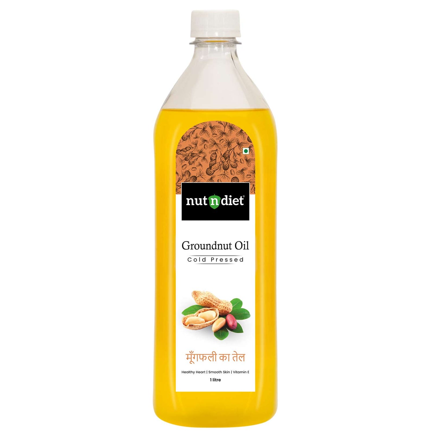 nutndiet Cold Pressed Groundnut Oil 1 Litre PET Bottle - nutndiet