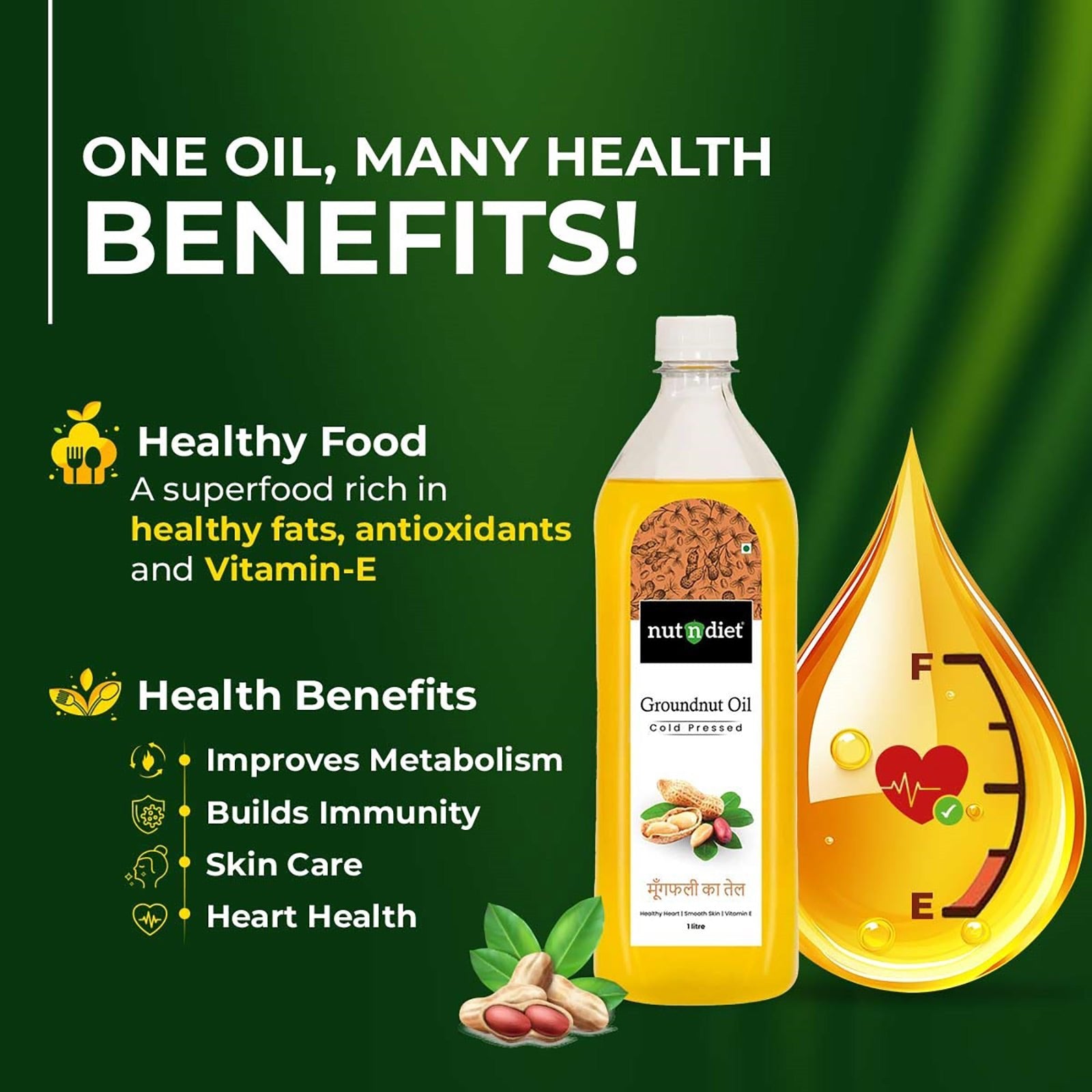 nutndiet Cold Pressed Groundnut Oil 5 Litre CAN - nutndiet