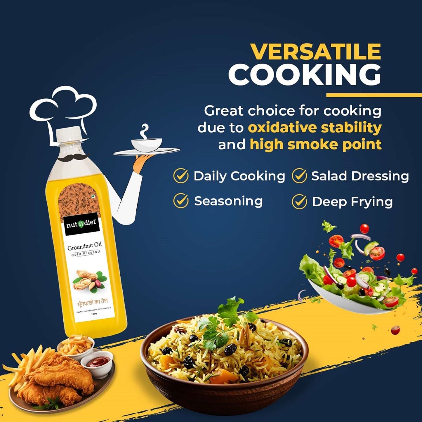 nutndiet Cold Pressed Groundnut Oil 5 Litre CAN - nutndiet
