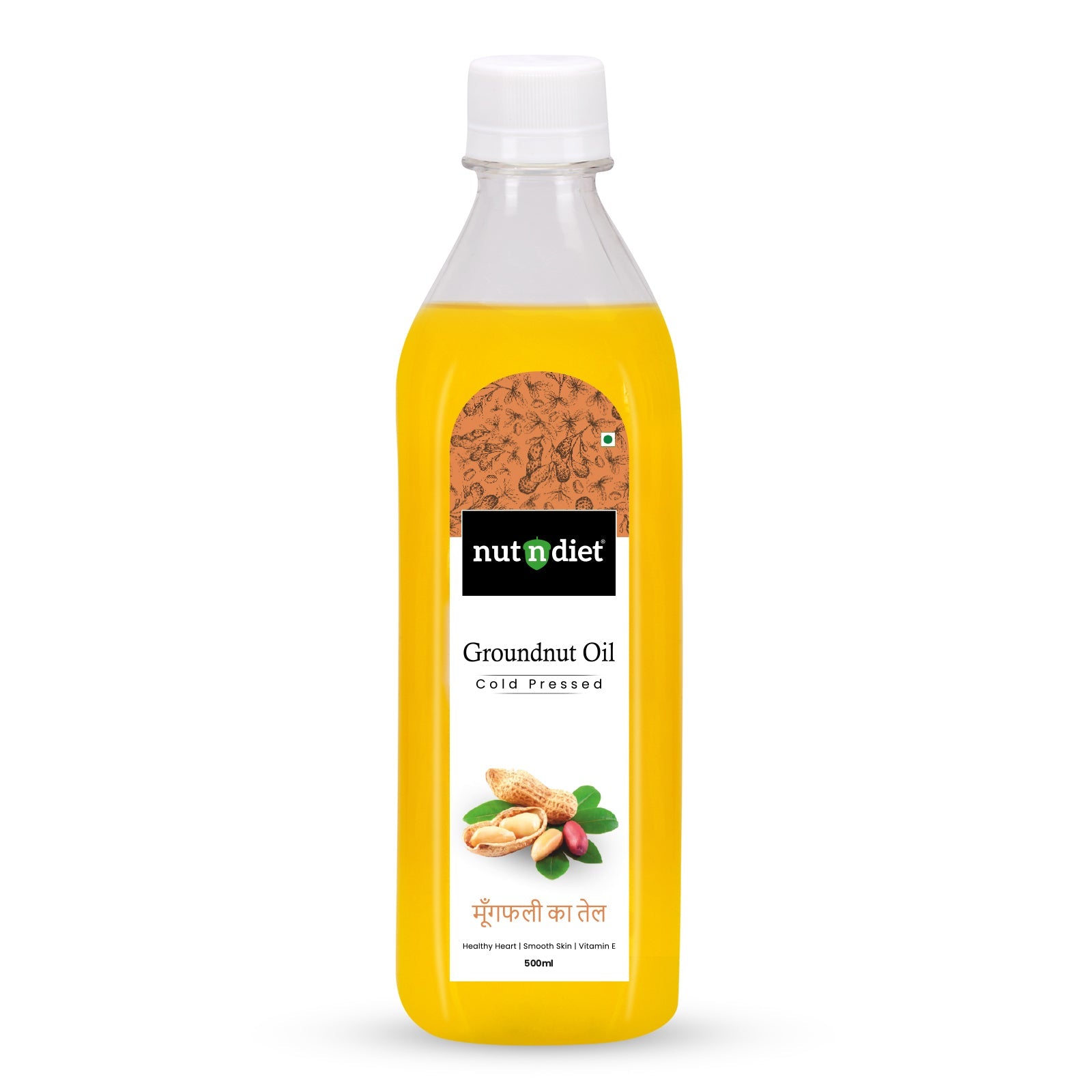 nutndiet Cold Pressed Groundnut Oil 500ml PET Bottle - nutndiet