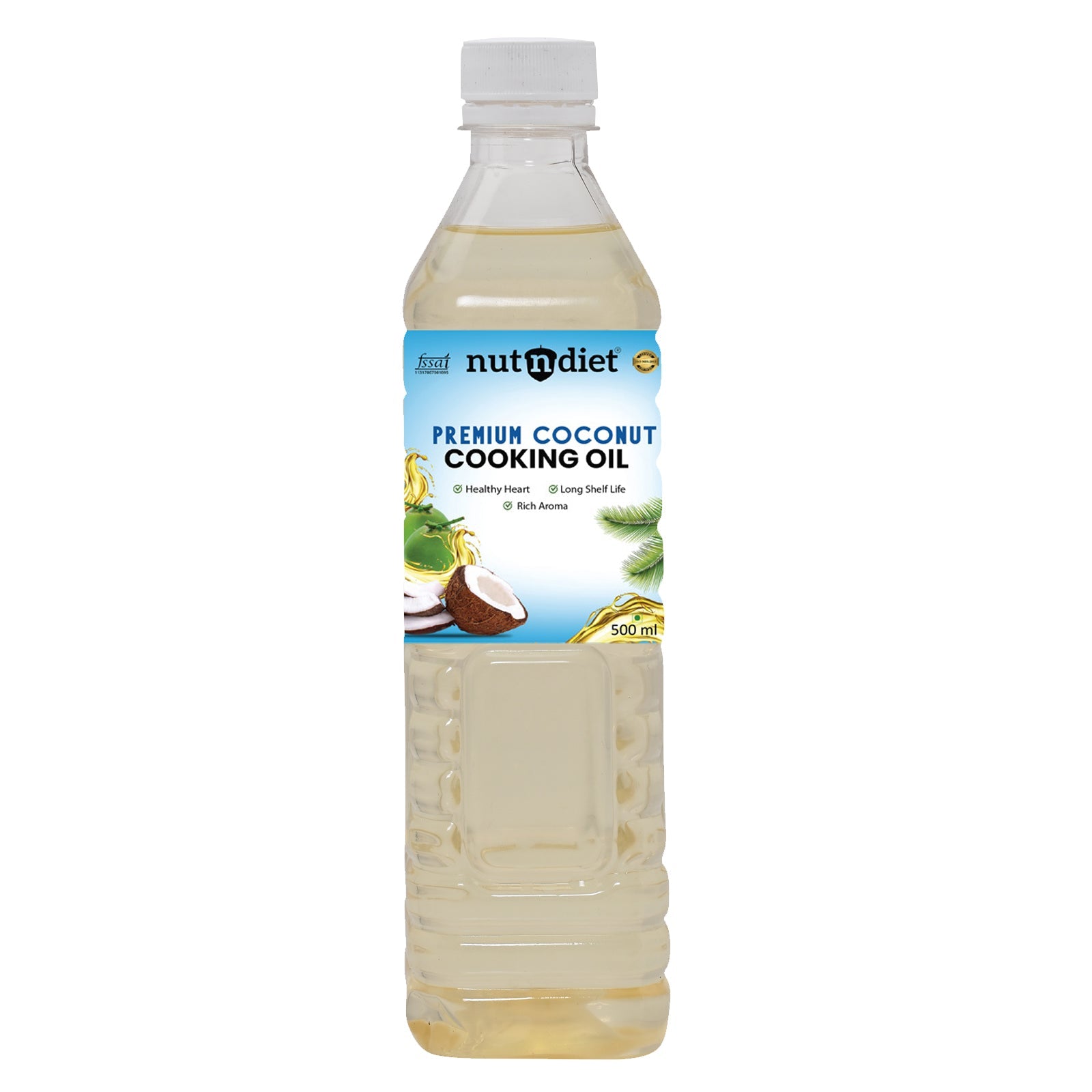 nutndiet Premium Edible Coconut Oil For Cooking, 500ml PET Bottle - nutndiet