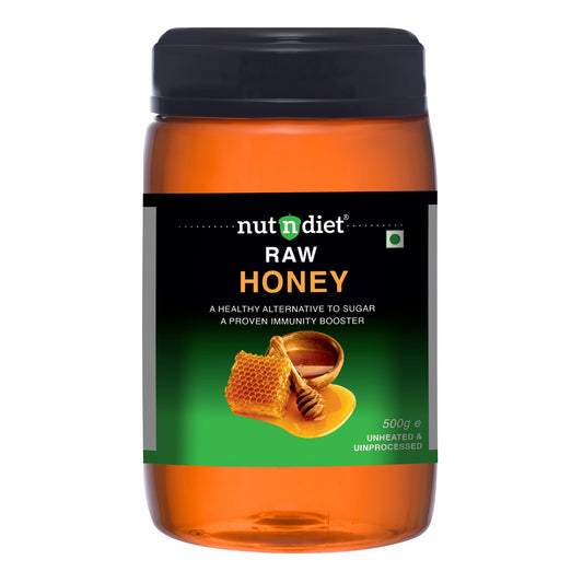 nutndiet Raw Honey | Unprocessed Unheated | Pure and Natural | PLastic Bottle 500g - nutndiet