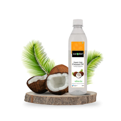 nutndiet Extra Virgin Coconut Oil Cold Pressed, Pure Organic Coconut Oil For Baby Massage, Hair Care, Skin Care And Cooking, PET Bottle 500ml