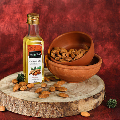 nutndiet Sweet Almond Oil, Pure Cold Pressed Edible Badam Tel, Glass Bottle 100ml