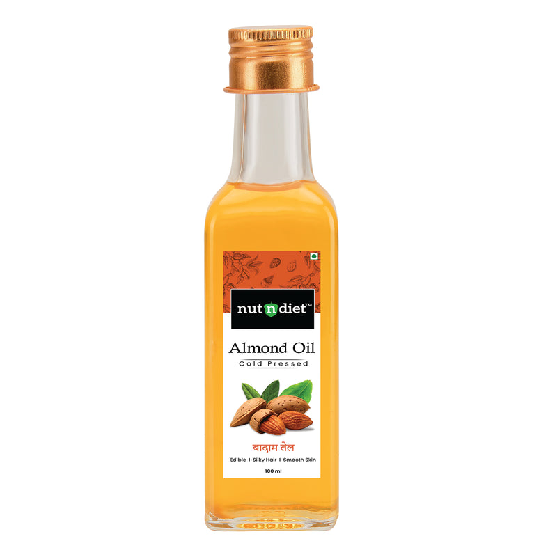 nutndiet Sweet Almond Oil, Pure Cold Pressed Edible Badam Tel, Glass Bottle 100ml