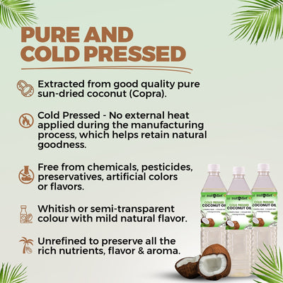 nutndiet Cold Pressed Coconut Oil For Baby Massage, Hair Care, Skin Care And Cooking,  Pouch 500ml