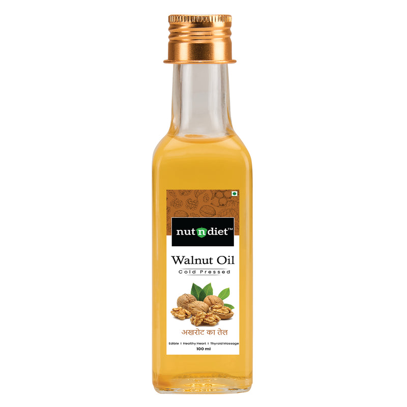 nutndiet Cold Pressed Walnut Oil, Pure Edible Akhrot Ka Tel, Glass Bottle 100ml