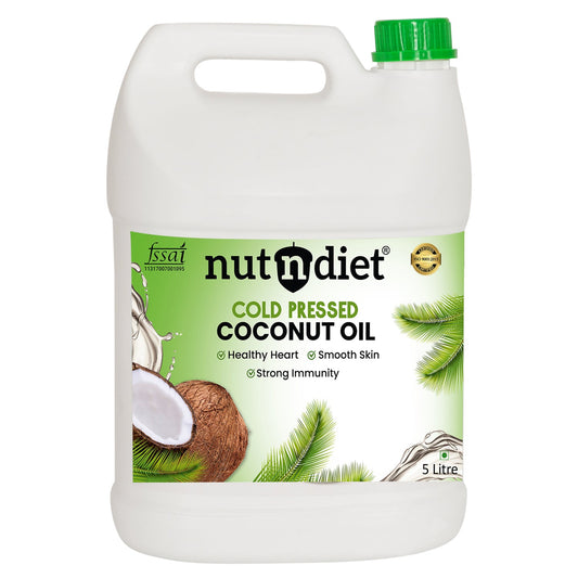 nutndiet Cold Pressed Coconut Oil For Baby Massage, Hair Care, Skin Care And Cooking, CAN 5 Litre - nutndiet