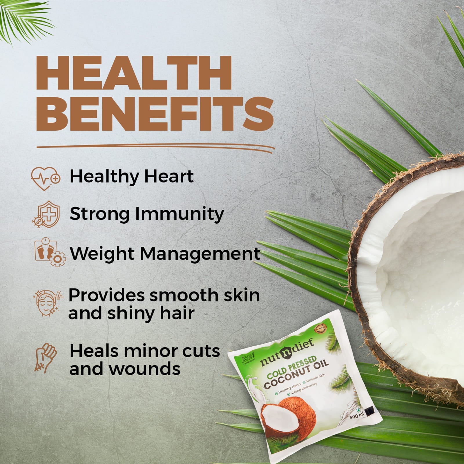 nutndiet Cold Pressed Coconut Oil For Baby Massage, Hair Care, Skin Care And Cooking, CAN 5 Litre - nutndiet