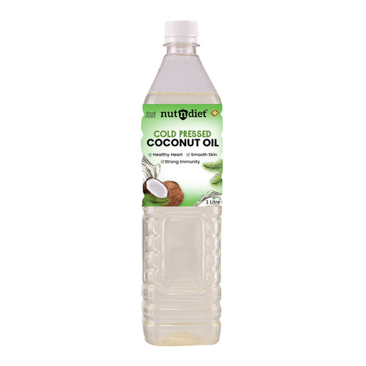 nutndiet Cold Pressed Coconut Oil For Baby Massage, Hair Care, Skin Care And Cooking, PET Bottle 1 Litre - nutndiet